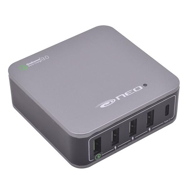 Bộ sạc pin th&#244;ng minh 5 cổng USB QC 3.0, Type-C hiệu NEO UC511 618MC