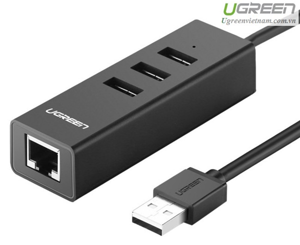 Bộ Chia 3 Cổng USB 2.0 K&#232;m Cổng Ethernet 10/100Mbps Ugreen CR129 (30301) GK