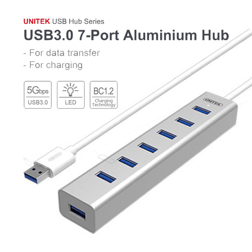 Bộ chia USB 7 cổng USB 3.0 Aluminium Unitek Y-3090 (818)