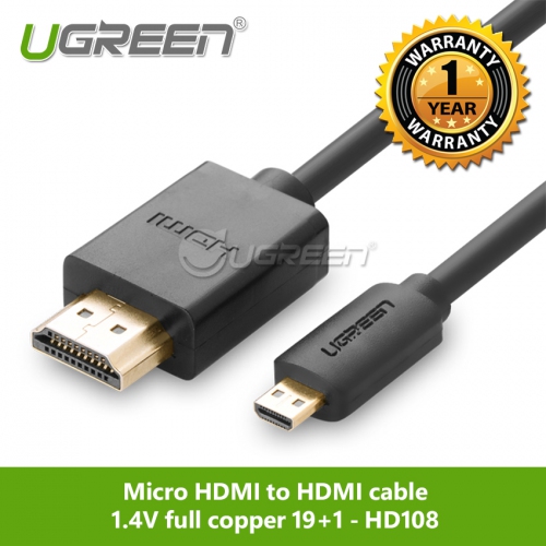 Ugreen Mini HDMI TO HDMI cable 1,4 HD108 full copper 19+1 1M 10195 GK