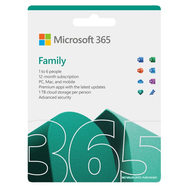 Phần mềm Microsoft 365 Family - 12 th&#225;ng - D&#224;nh cho tối đa 6 người - 5 thiết bị/người - Word, Excel, PowerPoint - 1TB OneDrive