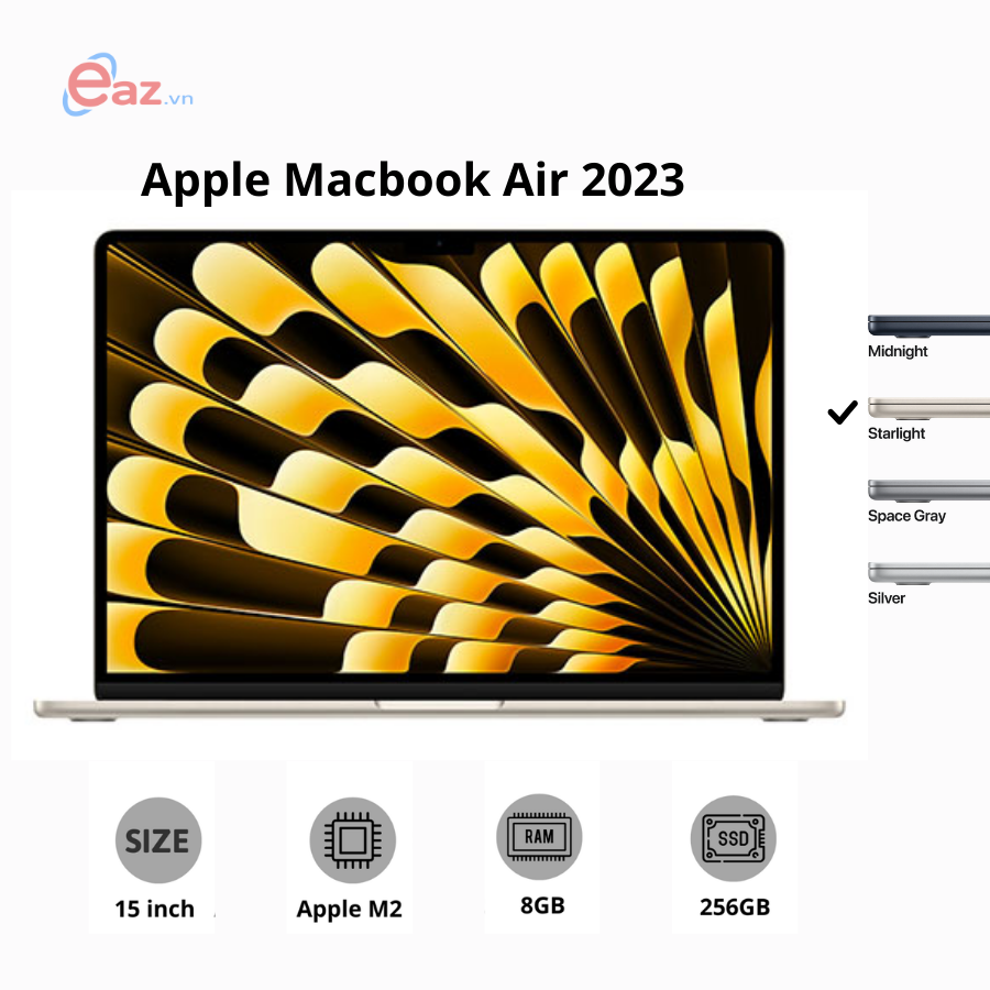 Apple Macbook Air 15 M2 (MQKU3) | Apple M2 8 Core | 8GB | 256GB SSD | GPU 10 Core | 15.3&quot; IPS | Starlight | 1023