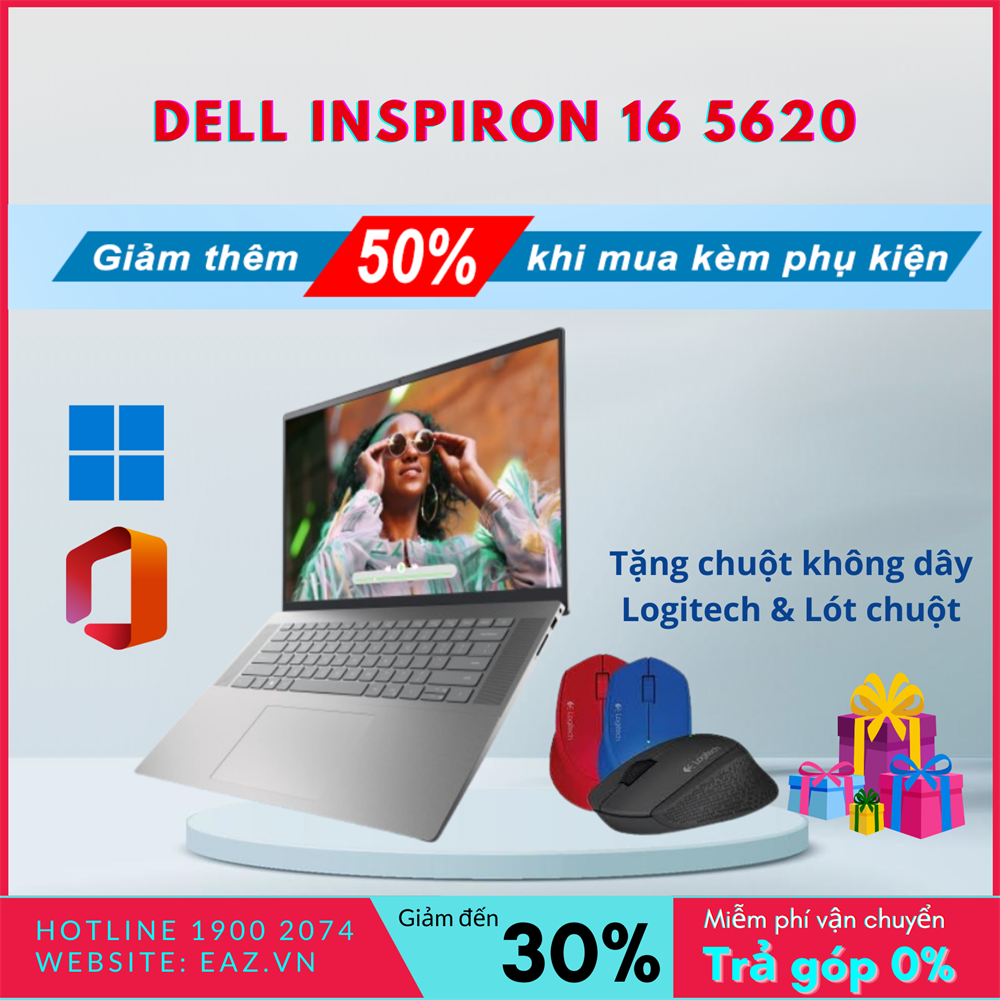 Dell Inspiron 5620 (N6I7110W1) | Intel&#174; Alder Lake Core™ i7 _ 1255U | 8GB | 512GB SSD PCIe | Intel&#174; Iris&#174; Xe Graphics | 16.0 inch Full HD+ | Win 11 _ Office 2021 | Finger | LED KEY | 0323P