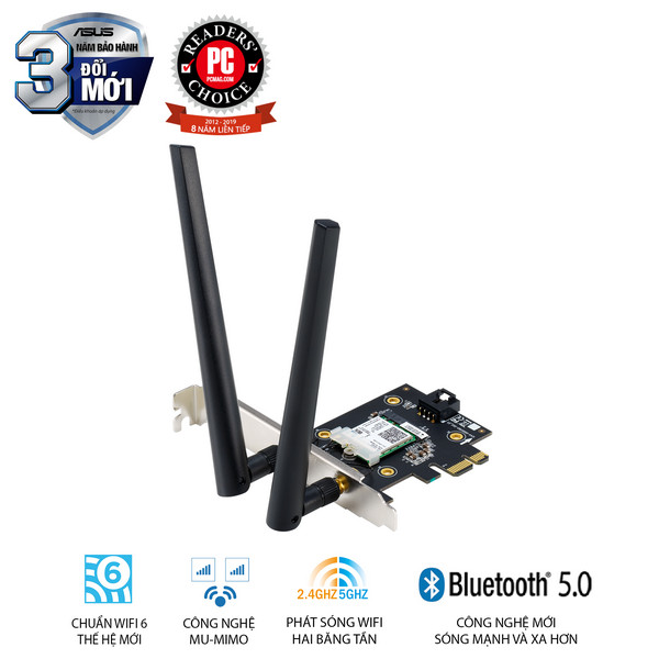 Card mạng Wifi 6 PCI Asus PCE-AX3000 Chu&#226;̉n AX3000 (Tray) | 1124