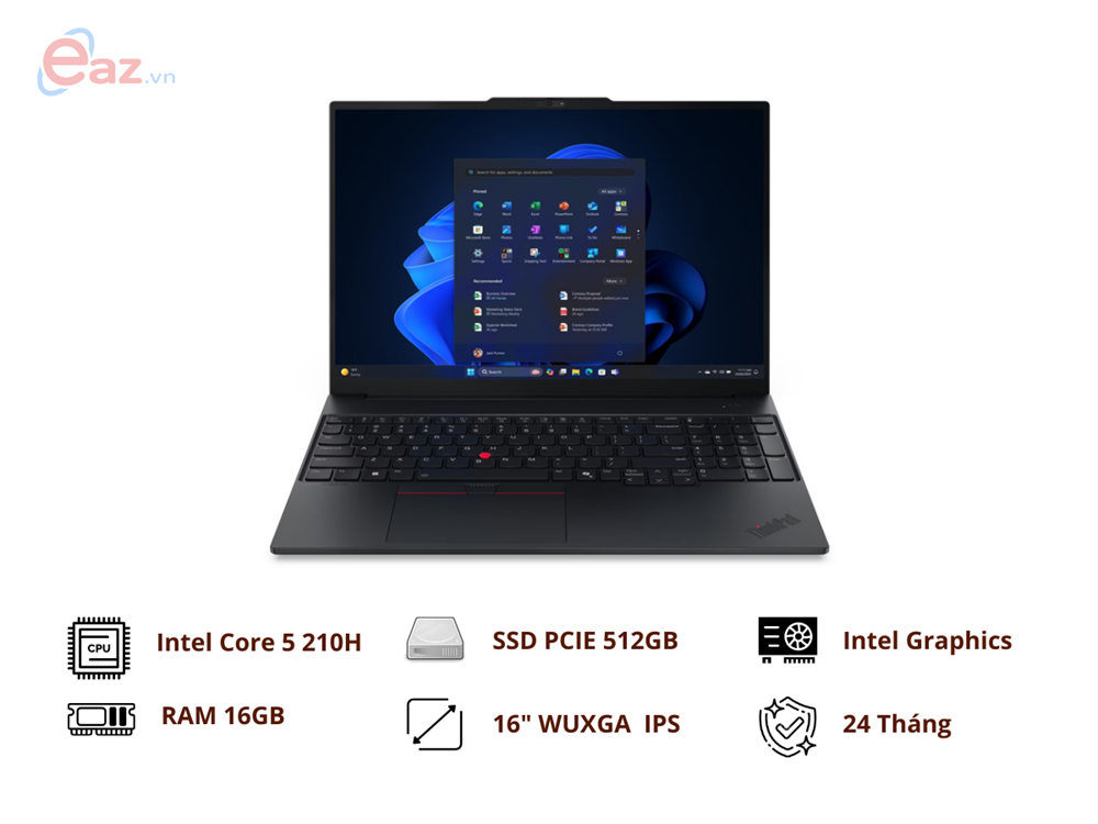 LapTop Lenovo ThinkPad E16 Gen 3 (21TF003QVA) | Intel Core 5 210H | 16GB DDR5 | 512GB SSD PCIe | Intel Graphics | 16 inch WUXGA IPS | Finger | LED KEY | 0825D
