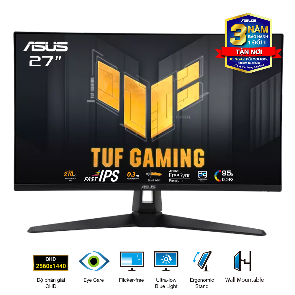 Màn Hình Gaming ASUS TUF Gaming VG27AQ5A | 27 inch - IPS - 2K - 210Hz - 1ms - Speaker | 0326
