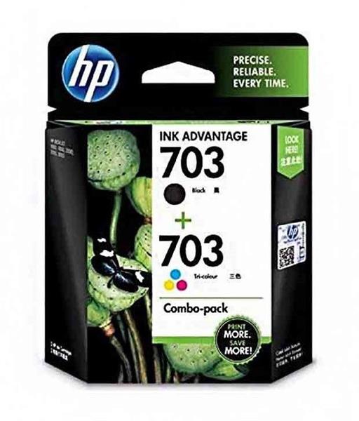 HP 703 Black / Tri-color Ink Advantage Cartridge, COMBO PACK F6V32AA 618EL