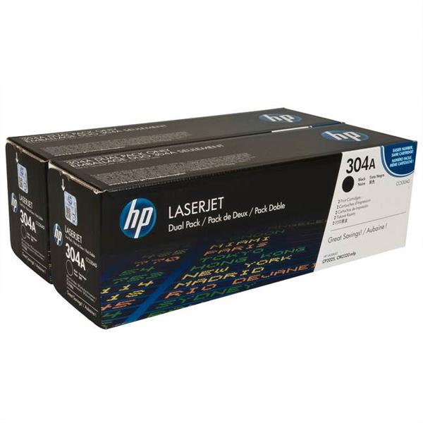 HP 304A Black Original LaserJet Toner Cartridge (Dual Pack) CC530AD 618EL