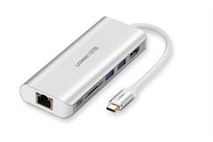 Ugreen USB-C to 3*USB3.0+HDMI+RJ45+SD&amp;TF converter CM179 Sliver GK