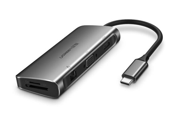 Bộ chuyển USB Type C to HDMI, VGA , USB 3.0 , LAN 1Gbps , Card Reader Ugreen 40873 HK