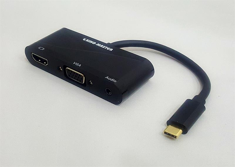 C&#193;P TYPE C -&gt; HDMI + VGA + AUDIO + USB 2.0 KM (KY-V010B) 318HP