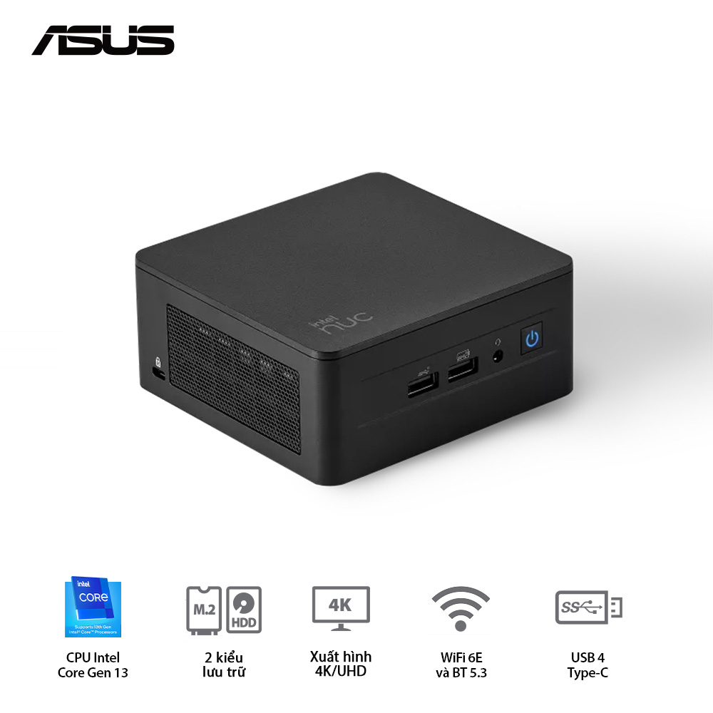 Mini PC ASUS NUC13ANHi7 MR8100 | Core i7-1360P | DDR4 3200Mhz | SSD NVMe | Support 8K | WiFi 6E | Bluetooth 5.3 | Thunderbolt 4 | Đen | Intel NUC 13 Pro Arena Canyon RNUC13ANHI70000 | 0624