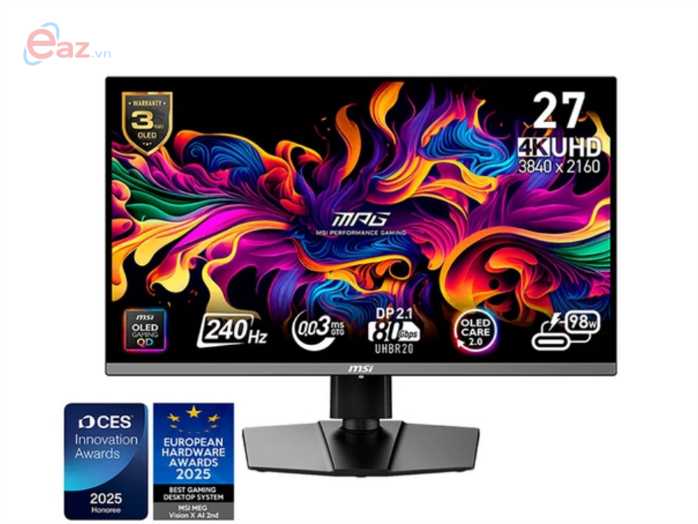 M&#224;n h&#236;nh 4K MSI MPG 272URX QD-OLED EL Gen 3 27 inch UHD 240Hz HDR | 0625