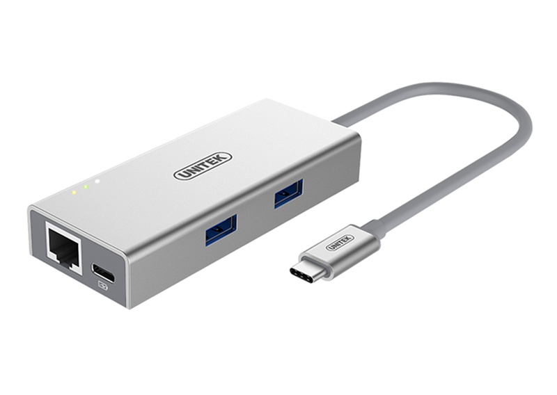 MULTIPORT HUB TYPE-C -&gt; 2 USB 3.0 + LAN UNITEK (Y-9106) 318HP