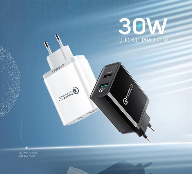 Ugreen Dual USB Charger 2.4A+QC3.0 CD132 GK